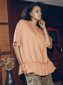 Ruffled oversized T-shirt