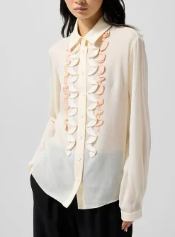 Ruffled pure silk shirt