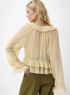 Ruffled sheer chiffon blouse