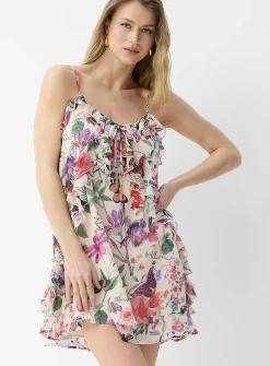Ruffled sheer chiffon minidress