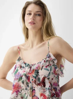 Ruffled sheer chiffon minidress