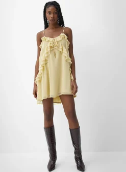 Ruffled sheer chiffon minidress