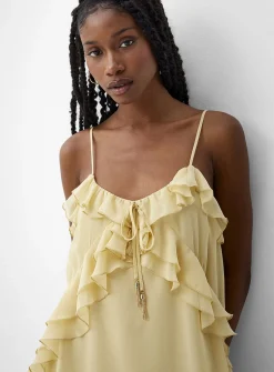 Ruffled sheer chiffon minidress