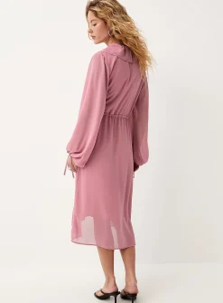 Ruffled sheer chiffon wraparound dress