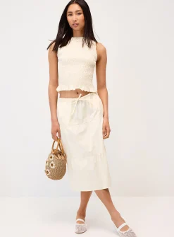 Ruffled trim smocked cami