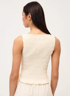 Ruffled trim smocked cami