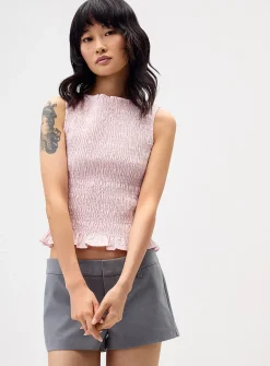 Ruffled trim smocked cami