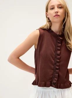Ruffled trim vest