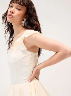 Ruffles and textured polka dots minidress