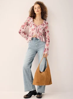 Ruffles sheer chiffon blouse