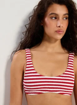 Ruffle-textured striped bralette