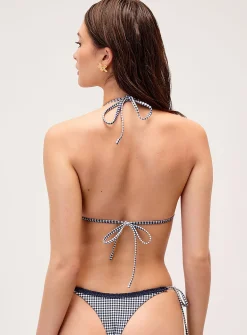 Ruffle-trim halter triangle top
