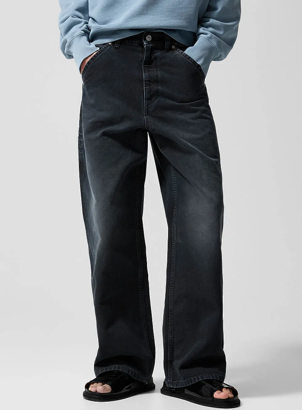 Rugged canvas wide-leg pant