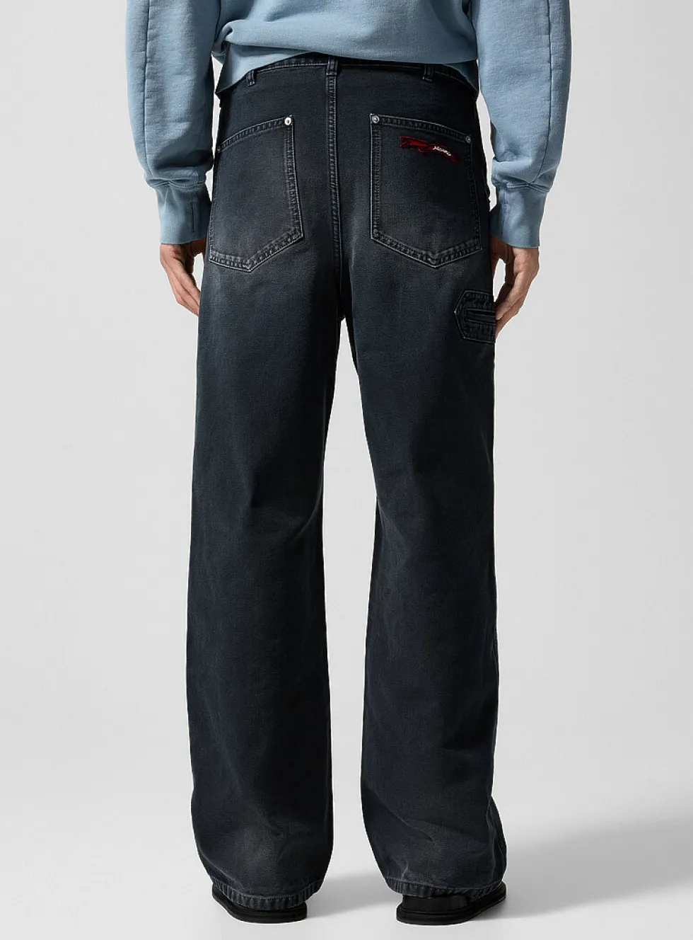 Rugged canvas wide-leg pant