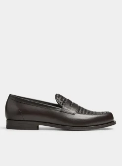 Ryan brown braided leather loafers