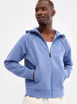 Saggy piqué knit zipped hoodie