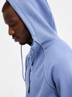 Saggy piqué knit zipped hoodie