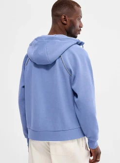 Saggy piqué knit zipped hoodie