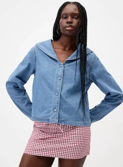 Sailor collar denim shirt