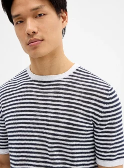 Sailor stripe linen knit sweater