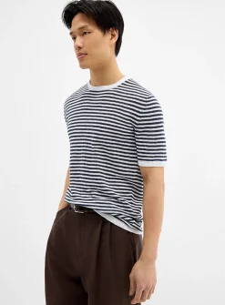 Sailor stripe linen knit sweater