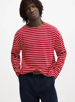 Sailor-striped boatneck T-shirt