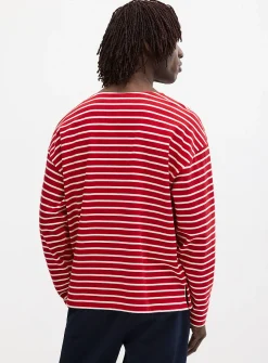 Sailor-striped boatneck T-shirt