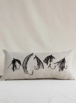 Salmon fishing linen cushion