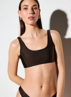 San Sebastian topstitched high-cut bralette