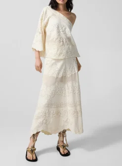 Sanaya floral guipure maxi skirt