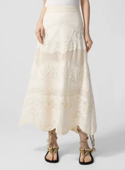 Sanaya floral guipure maxi skirt