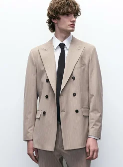 Sand double-breasted jacket