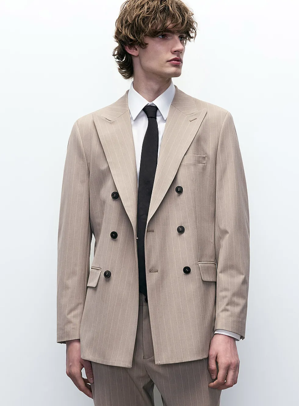Sand double-breasted jacket