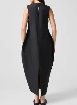 Sand silk-and-linen dress