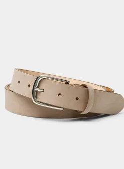 Sand velvety leather belt
