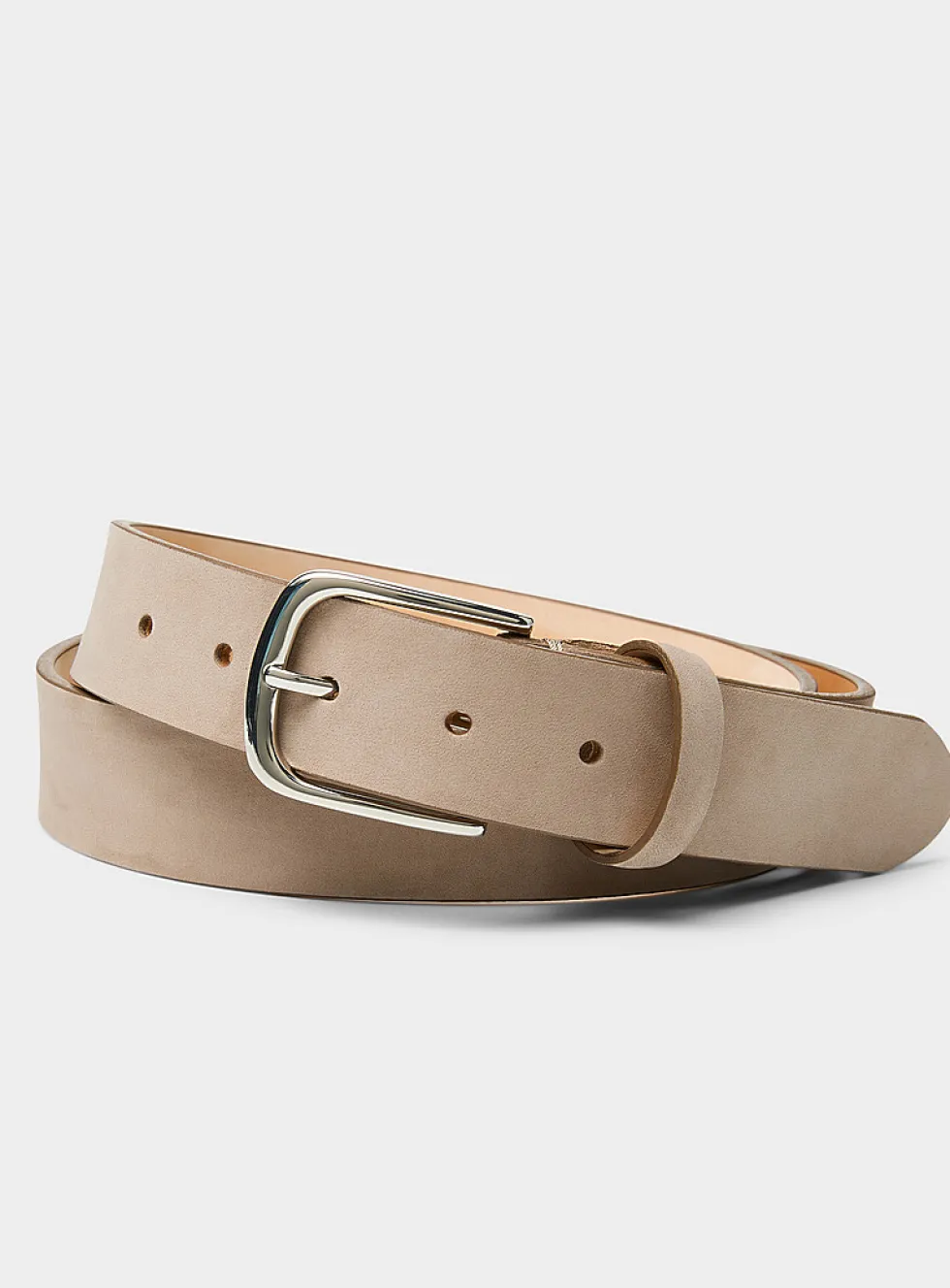 Sand velvety leather belt