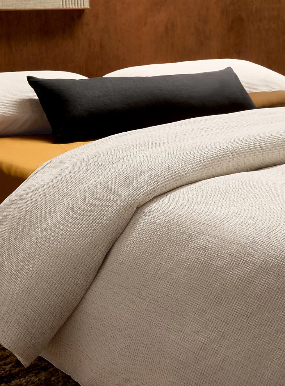 Sand waffled duvet cover set