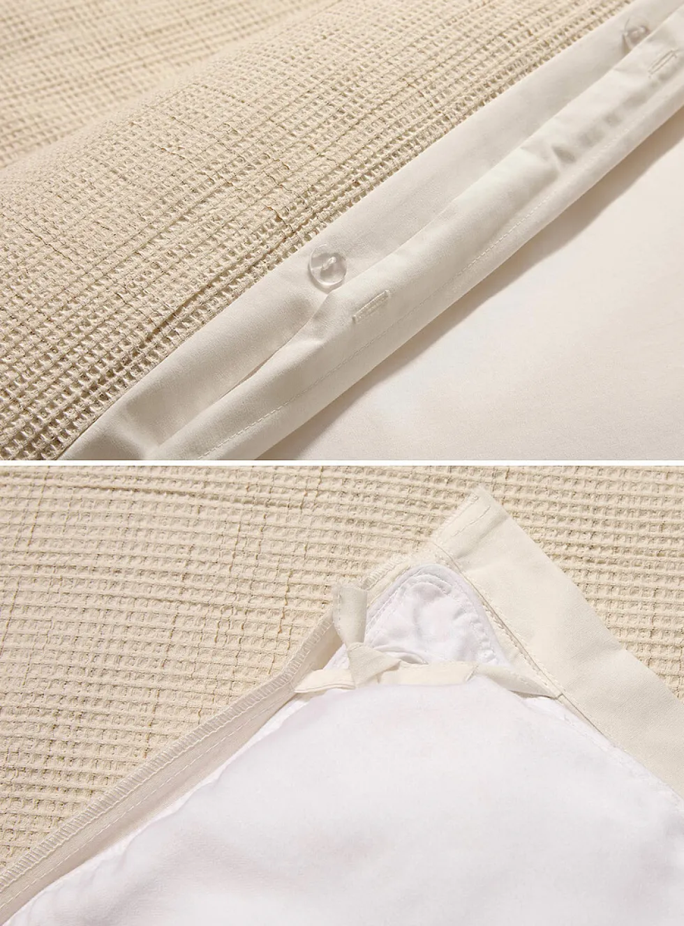 Sand waffled duvet cover set