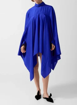 Sapphire silk loose kaftan-style blouse
