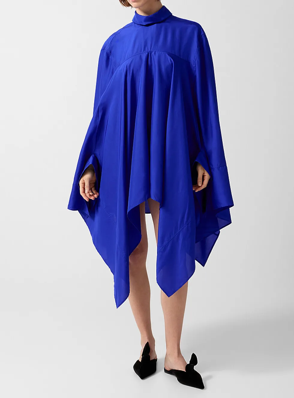 Sapphire silk loose kaftan-style blouse