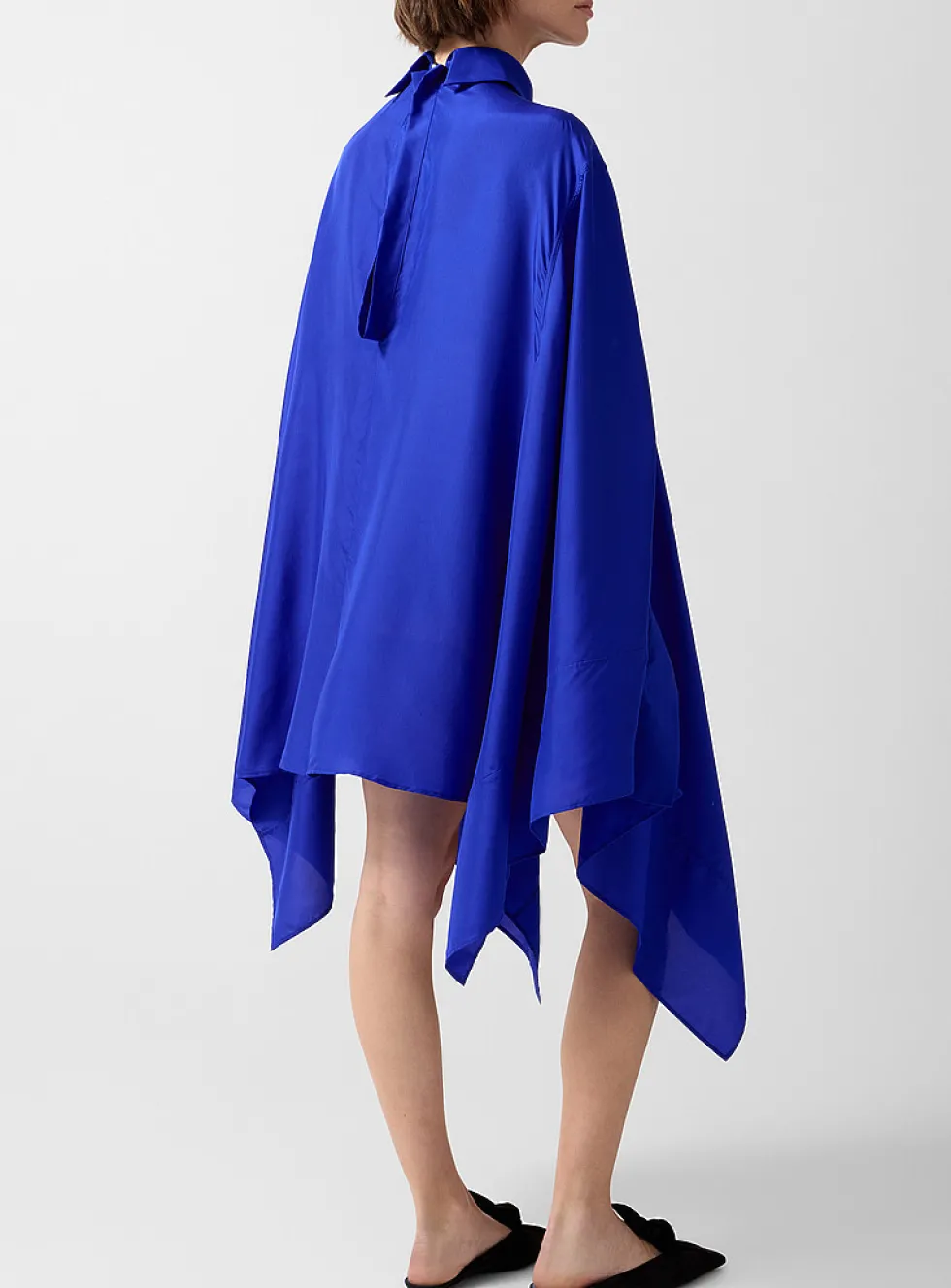 Sapphire silk loose kaftan-style blouse