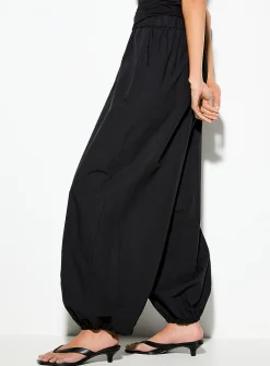Sara poplin elastic ankle barrel-leg pant