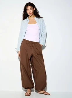 Sara poplin elastic ankle barrel-leg pant