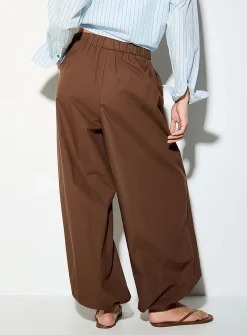 Sara poplin elastic ankle barrel-leg pant