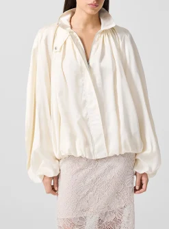 Satin draped bomber