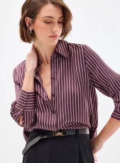 Satiny banker-stripe shirt