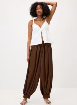 Satiny barrel-leg jogger