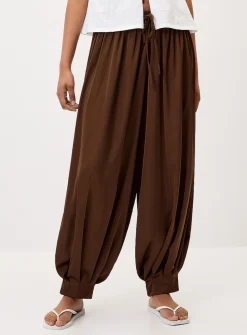 Satiny barrel-leg jogger