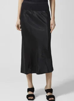 Satiny black pencil skirt