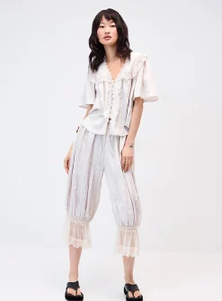 Satiny crinkled-finish bloomer pant